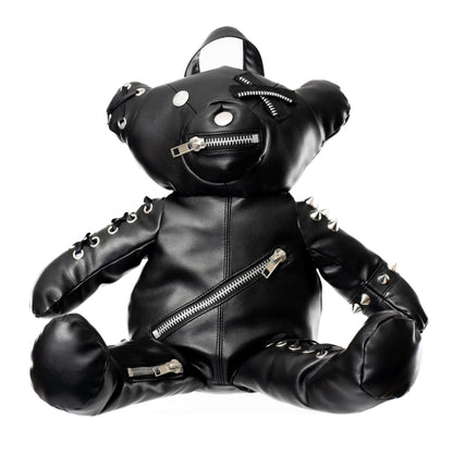 Schwarzer, teddyförmiger Rucksack EVIL BEAR BAG PVC mit vielen Details von Heartless