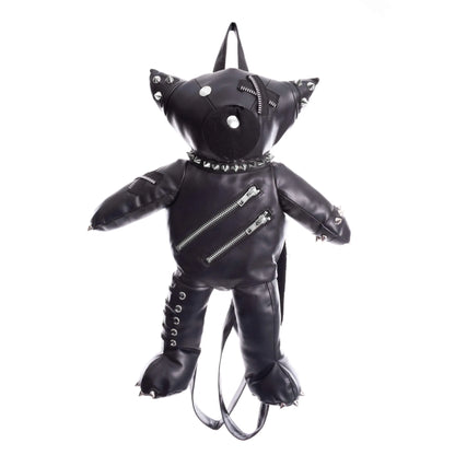 Schwarzer, katzenförmiger Rucksack EVIL KITTY BAG PVC mit vielen Details von Heartless