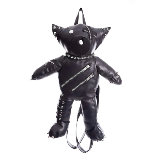 Schwarzer, katzenförmiger Rucksack EVIL KITTY BAG PVC mit vielen Details von Heartless