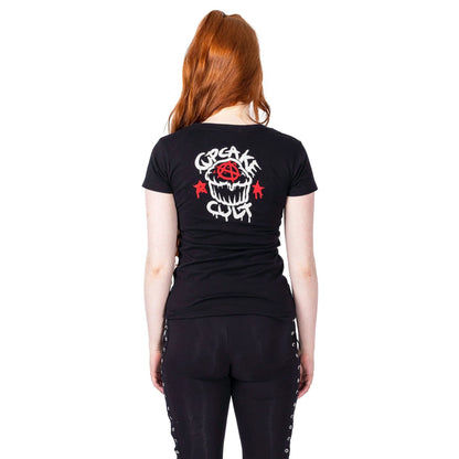 Schwarz-rotes Oberteil EXPLOSIVE KILLER LIVE T SHIRT mit Pandaprint von Cupcake Cult