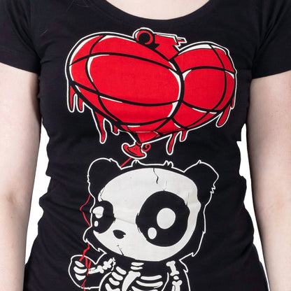 Schwarz-rotes Oberteil EXPLOSIVE KILLER LIVE T SHIRT mit Pandaprint von Cupcake Cult