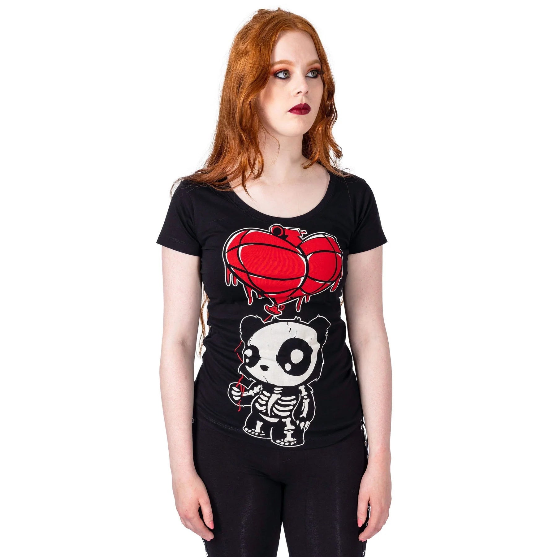 Schwarz-rotes Oberteil EXPLOSIVE KILLER LIVE T SHIRT mit Pandaprint von Cupcake Cult