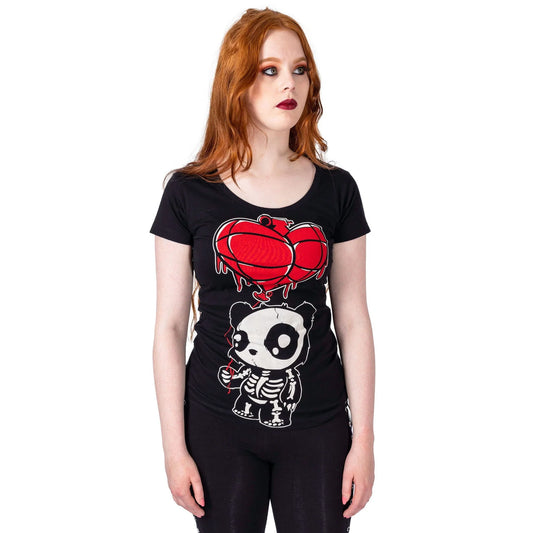 Schwarz-rotes Oberteil EXPLOSIVE KILLER LIVE T SHIRT mit Pandaprint von Cupcake Cult