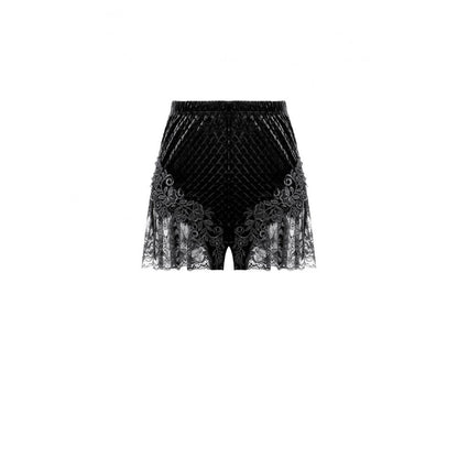 Schwarze Samt-Shorts Night Vine Velvet im Gothic-Stil von Dark In Love