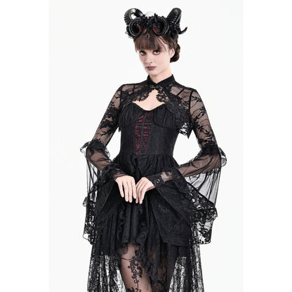 Schwarzes Oberteil Lace Phantom Bolero aus Spitzenstoff mit weiten Ärmeln von Dark In Love