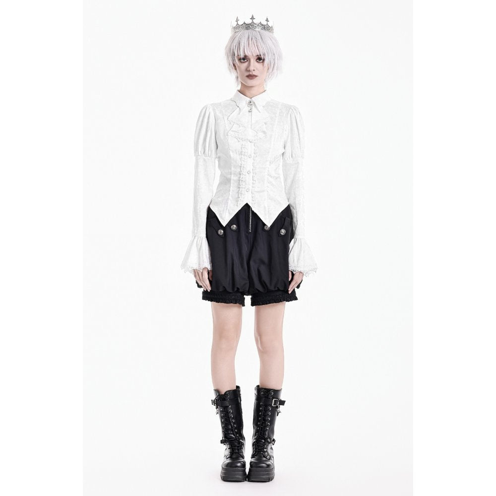 Weiße, viktorianische Bluse Daylight Anthem Blouse mit eleganten Spitzendetails von Dark In Love