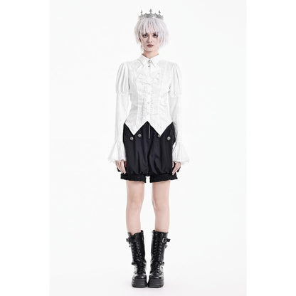 Weiße, viktorianische Bluse Daylight Anthem Blouse mit eleganten Spitzendetails von Dark In Love