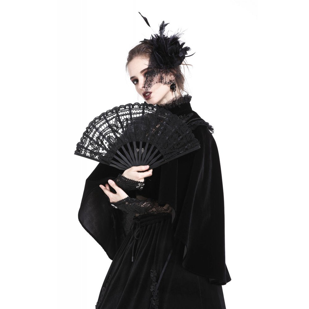 Schwarzer Spitzenfächer Gothic Lace Fan von Dark In Love