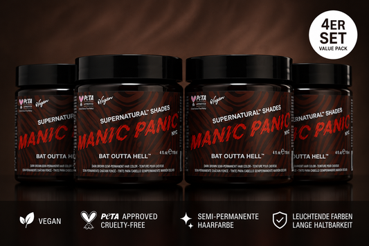 Vier semi-permanente Haartönungen 4er-Sparset BAT OUTTA HELL in dem Farbton Dunkelbraun von Manic Panic