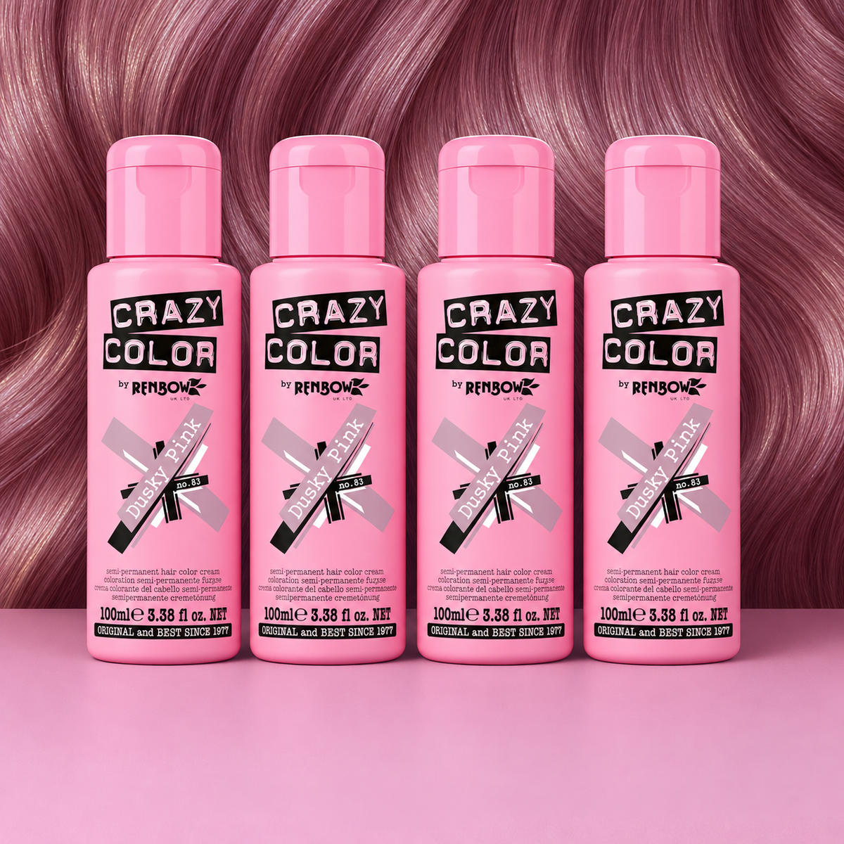 semi-permanente Haartönung 4er Box DUSKY PINK in dem Farbton Graupink von Crazy Color