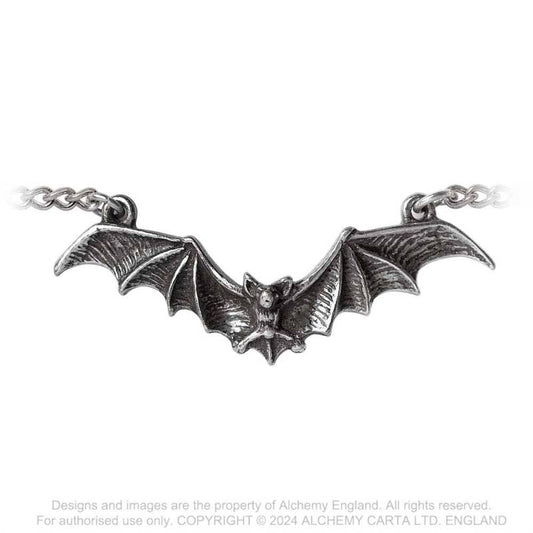 Silberfarbendes Gothic Bat Armband mit Fledermaus aus Zinn von Alchemy
