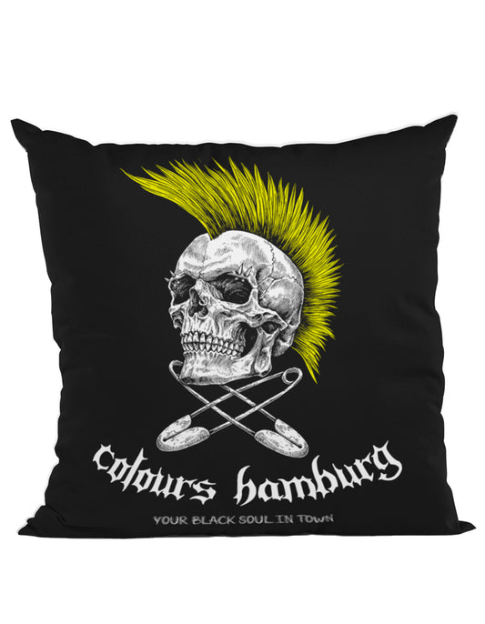 Kissenbezug mit Totenkopfprint in Schwarz-Gelb von Colours