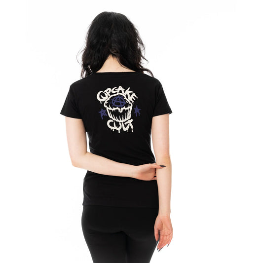 Schwarzes Oberteil I CAN WAIT T-SHIRT mit niedlichem Sensenmannprint von Cupcake Cult