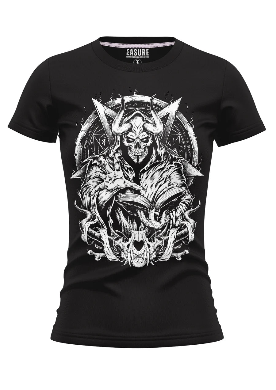 Schwarzes Oberteil INCANATION Girlie Shirt mit großem Skelettpriesterprint von Easure
