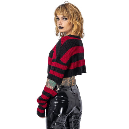 Schwarz/Roter Pullover ISADORA TOP mit abnehmbaren Armstulpen von Heartless