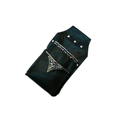 Schwarze Ledergürteltasche Holster Rosa/Blau vom Strass-Depot