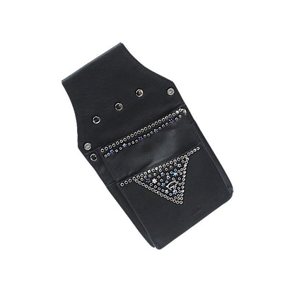 Schwarze Ledergürteltasche Holster Blau vom Strass-Depot
