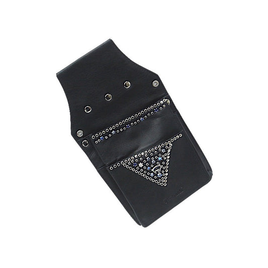 Schwarze Ledergürteltasche Holster Blau vom Strass-Depot