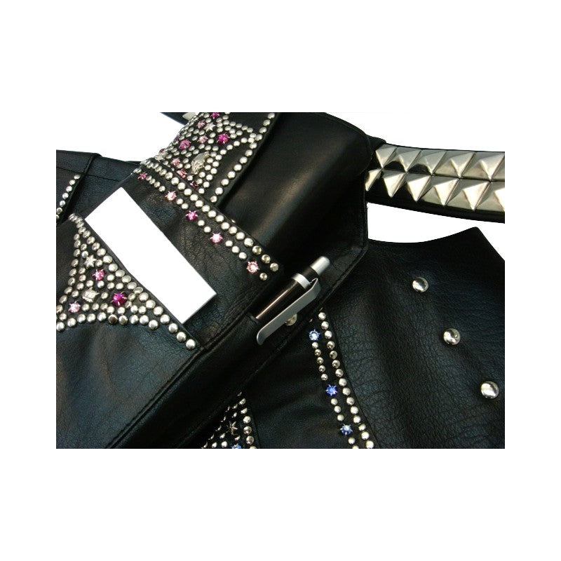 Schwarze Ledergürteltasche Holster Bunt vom Strass-Depot