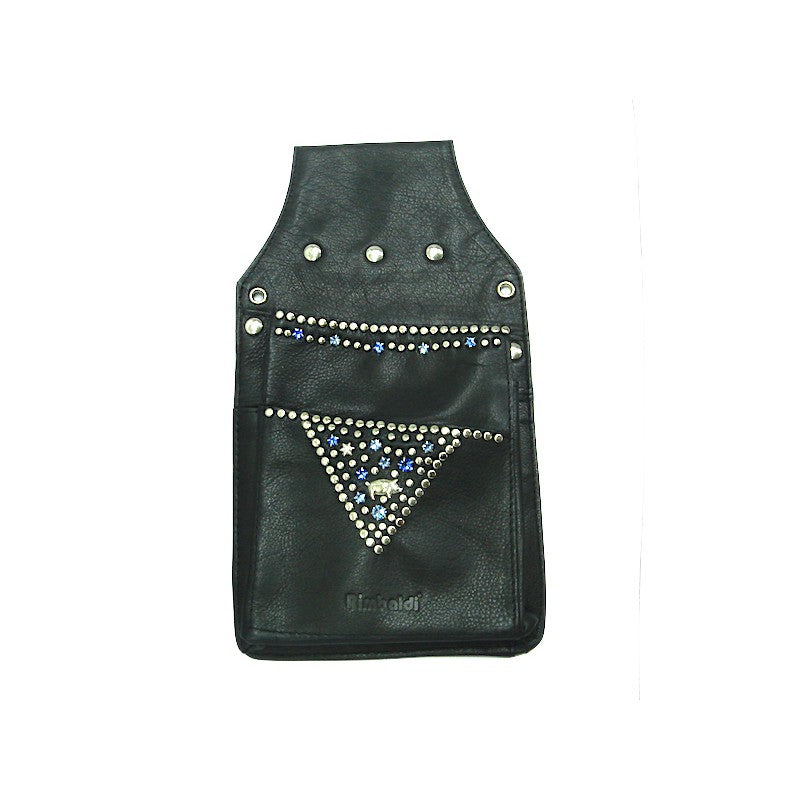 Schwarze Ledergürteltasche Holster Blau vom Strass-Depot
