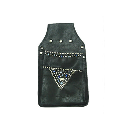 Schwarze Ledergürteltasche Holster Blau vom Strass-Depot