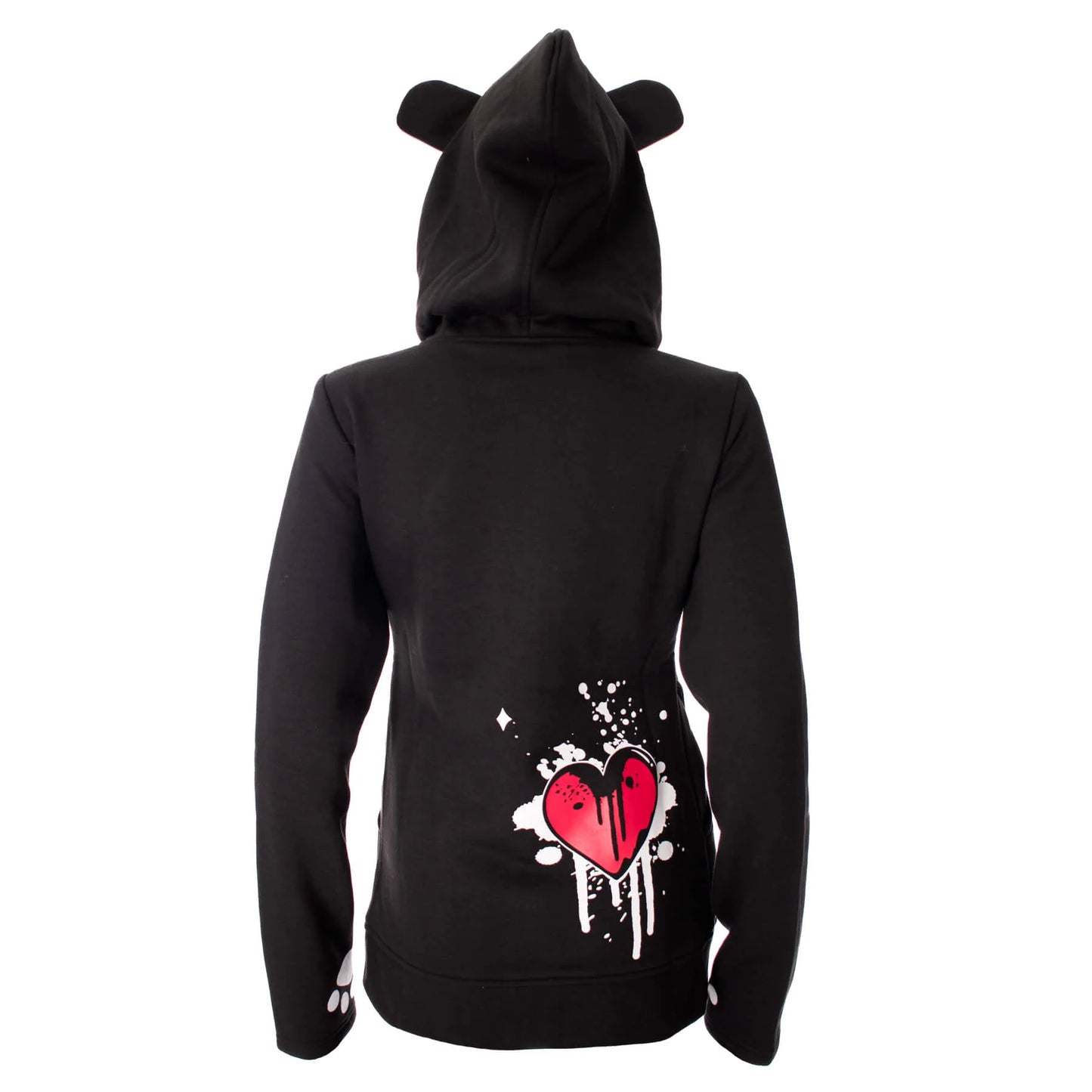 Schwarz-weiße Sweatshirtjacke KP HEARTBLEED PANDA HOOD mit Panda-Print und Ohren auf Kapuze von Killer Panda