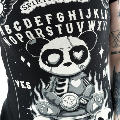 Schwarz-weißes Oberteil KP OUIJA T SHIRT mit niedlichem Pandaprint von Killer Panda