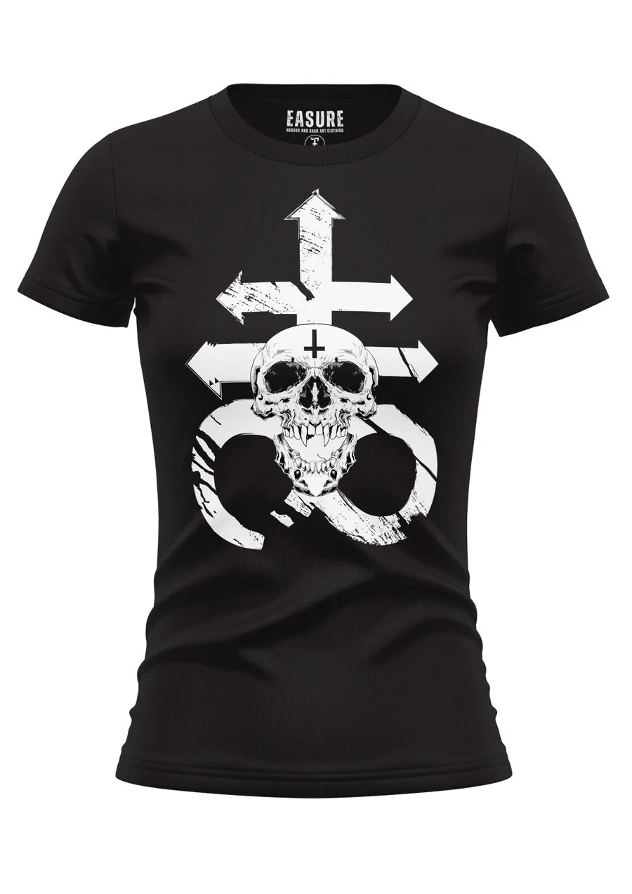 Schwarzes Oberteil LEVIATHAN SKULL Girlie Shirt mit großem Leviathansiegelprint von Easure