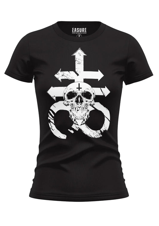 Schwarzes Oberteil LEVIATHAN SKULL Girlie Shirt mit großem Leviathansiegelprint von Easure