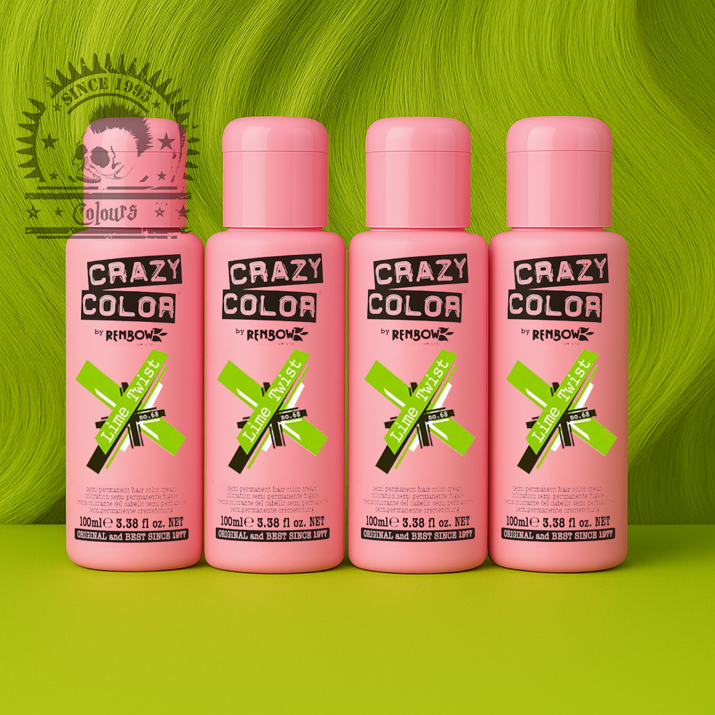 semi-permanente Haartönung 4er Box&nbsp;LIME TWIST in dem Farbton Gelbgrün von&nbsp;Crazy Color