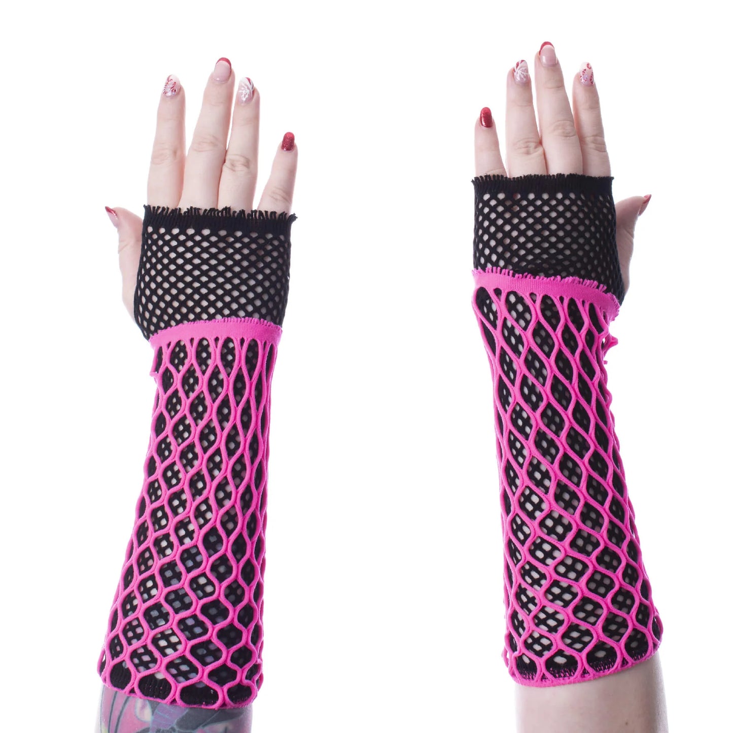 LOLITA MESH GLOVES - PINK/BLACK Poizen Industries
