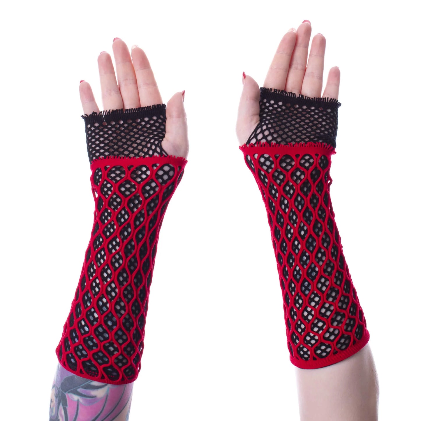 LOLITA MESH GLOVES - RED/BLACK Poizen Industries