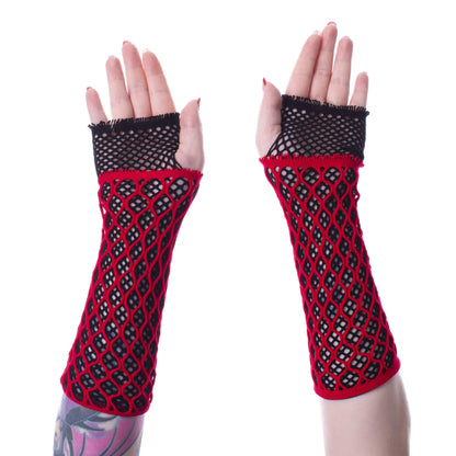 LOLITA MESH GLOVES - RED/BLACK Poizen Industries