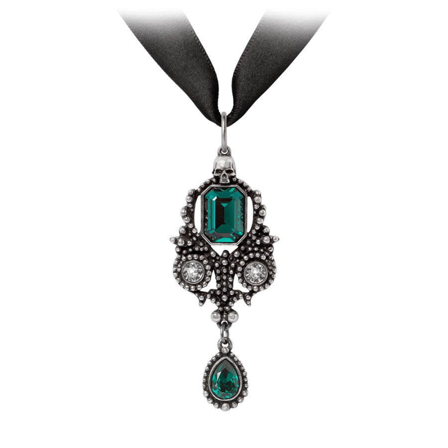 Silberfarbene elegante Kette Lost Jewels Of Paris Kette mit österreichischen jadegrünen Kristallen von Alchemy