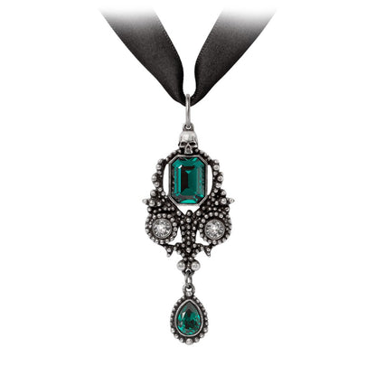 Silberfarbene elegante Kette Lost Jewels Of Paris Kette mit österreichischen jadegrünen Kristallen von Alchemy