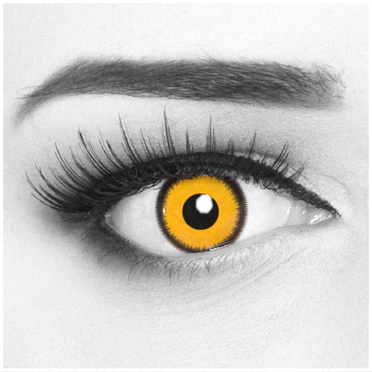 Orangefarbende Kontaktlinse Lunatic Sun mit schwarzem Rand von MeralenS