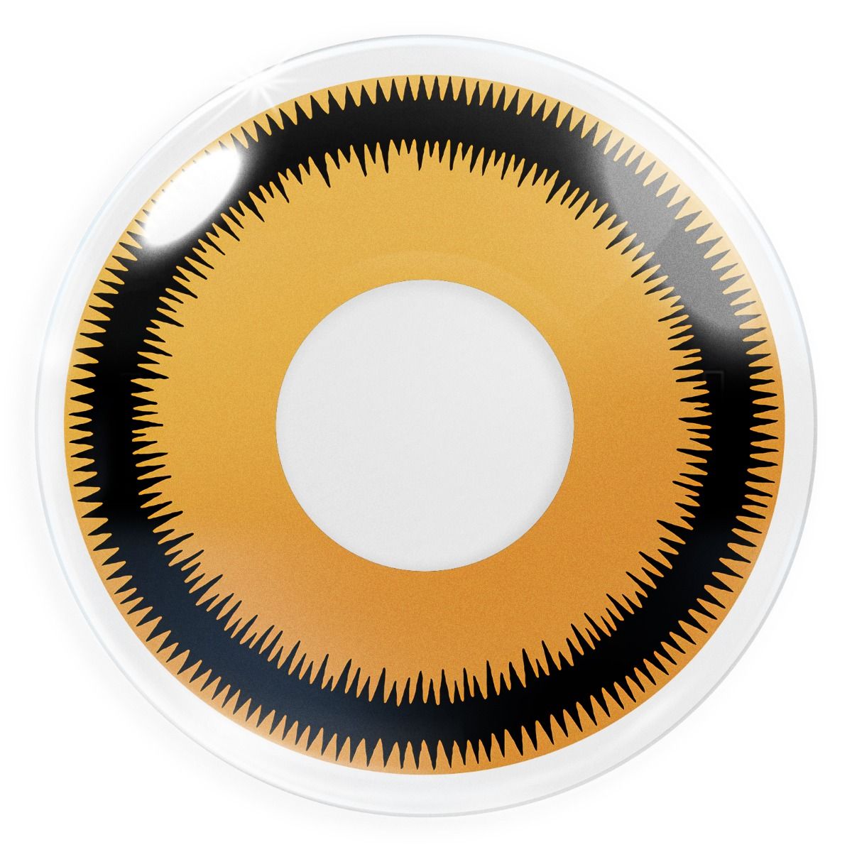 Orangefarbende Kontaktlinse Lunatic Sun mit schwarzem Rand von MeralenS