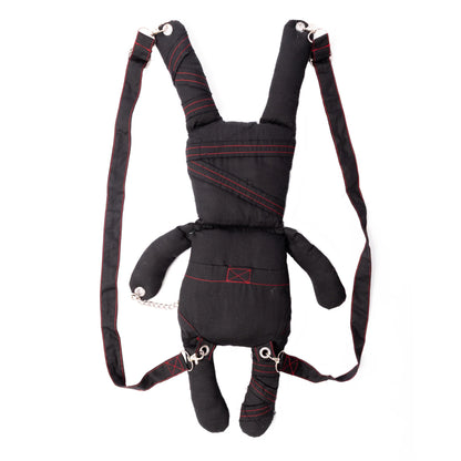 Schwarze Umhängetasche LUV BUNNY BAG in Form eines Hasen mit roten Nähten von Luv Bunny