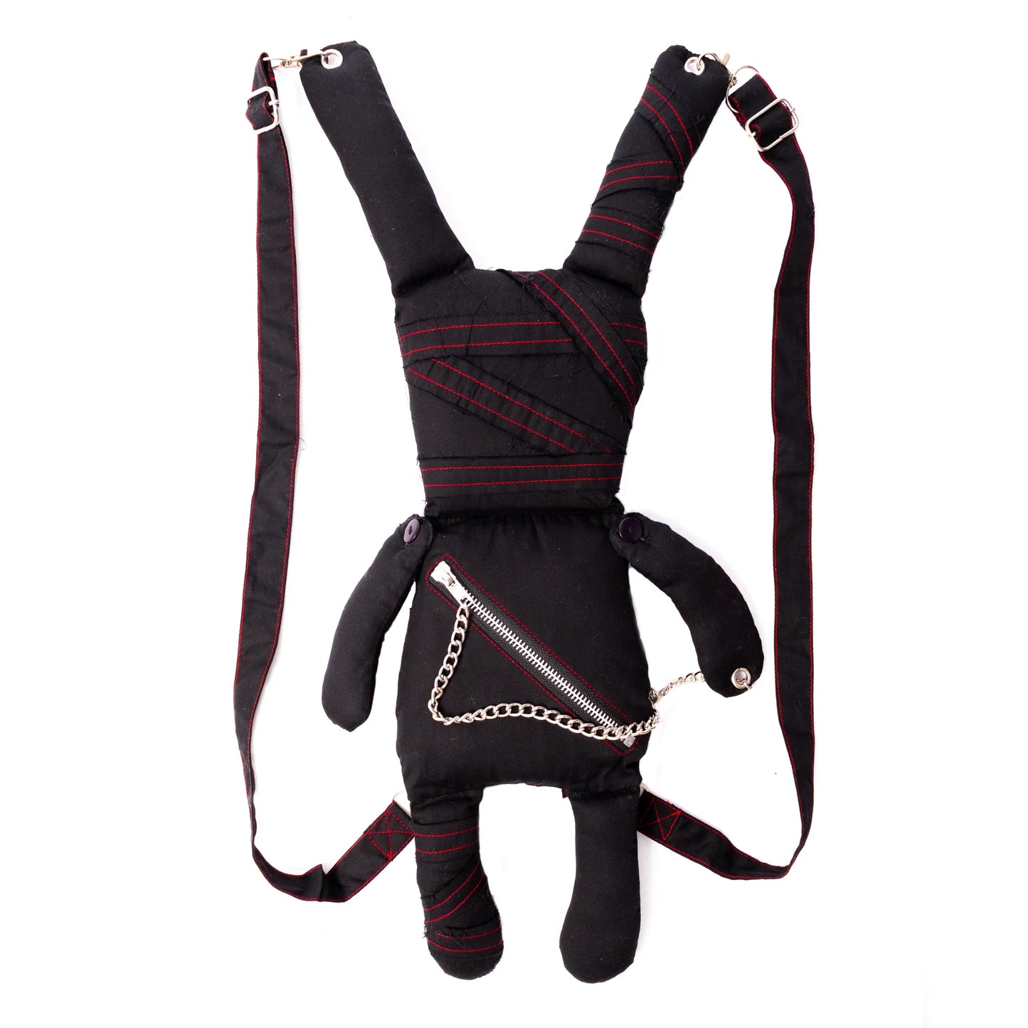 Schwarze Umhängetasche LUV BUNNY BAG in Form eines Hasen mit roten Nähten von Luv Bunny