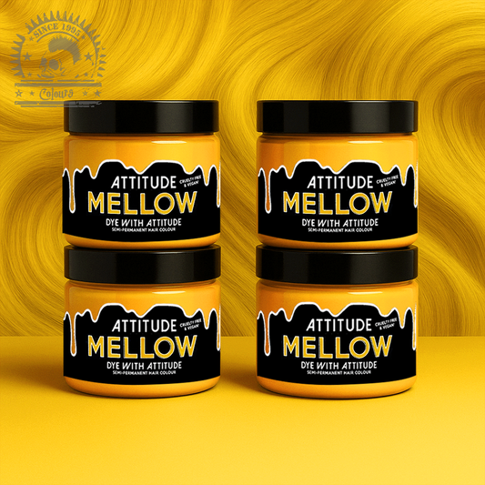 Vier semi-permanente Haartönungen 4er-Sparset MELLOW YELLOW in dem Farbton Sonnengelb von Attitude