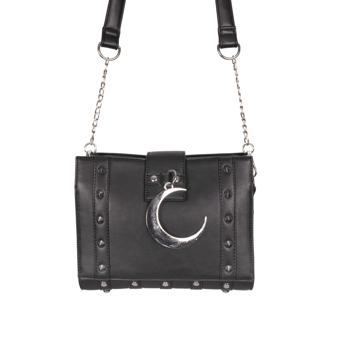 Schwarze Umhängetasche MIDNIGHT BAG mit Mondanhänger von Poizen Industries
