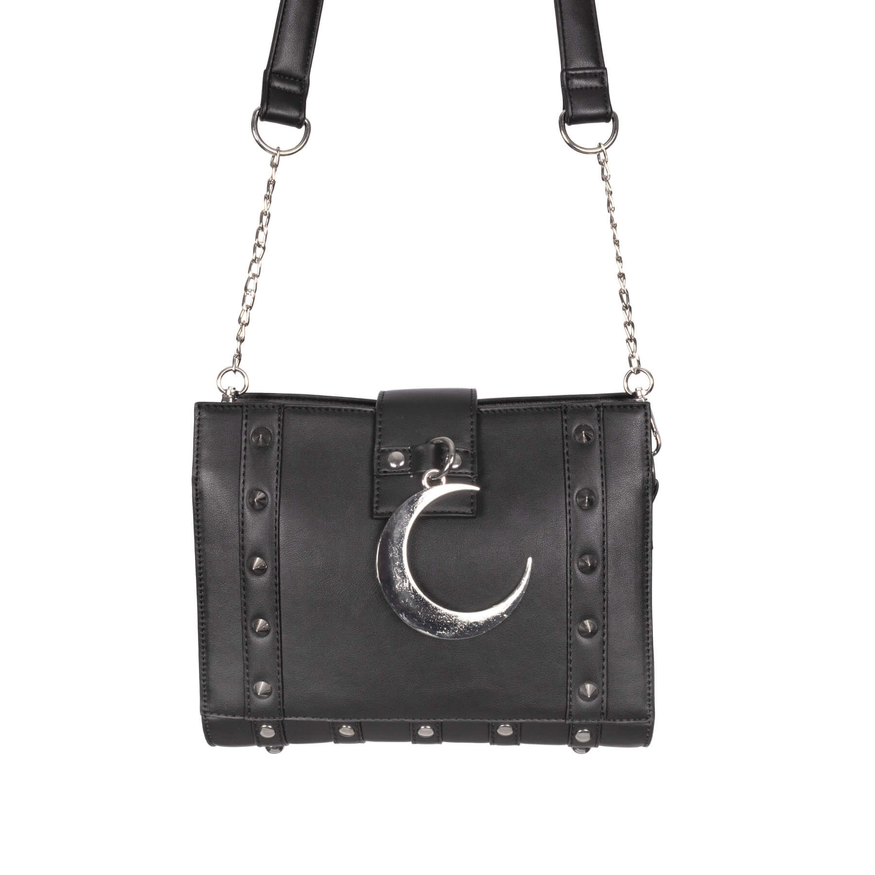 Schwarze Umhängetasche MIDNIGHT BAG mit Mondanhänger von Poizen Industries