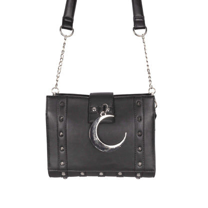 Schwarze Umhängetasche MIDNIGHT BAG mit Mondanhänger von Poizen Industries