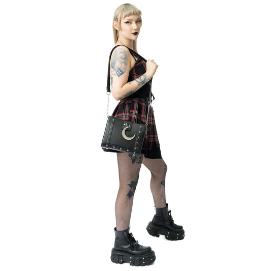 Schwarze Umhängetasche MIDNIGHT BAG mit Mondanhänger von Poizen Industries