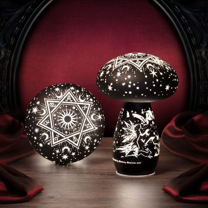 Schwarze Pilzförmige Lampe Mycelia Dreams Toadstool Lamp mit magischem Design von Alchemy