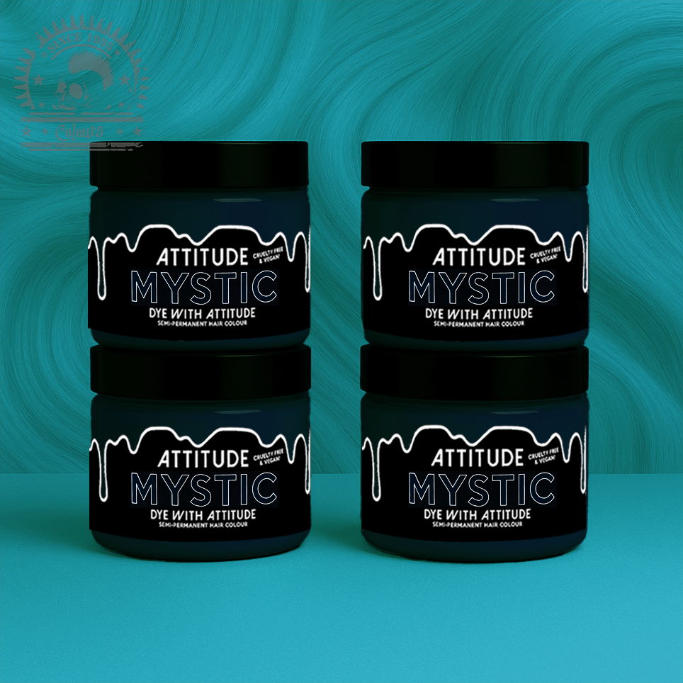 Vier semi-permanente Haartönungen 4er-Sparset MYSTIC BLUE in dem Farbton PETROL von Attitude