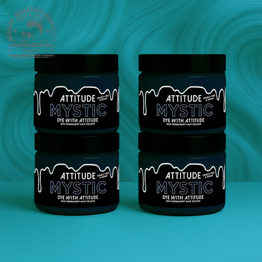 Vier semi-permanente Haartönungen 4er-Sparset MYSTIC BLUE in dem Farbton PETROL von Attitude