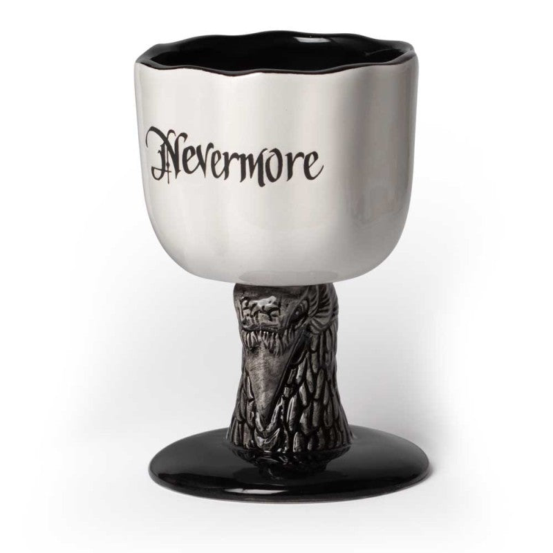 Schwarz-weißer Keramikkelch Nevermore Goblet Mug von Alchemy