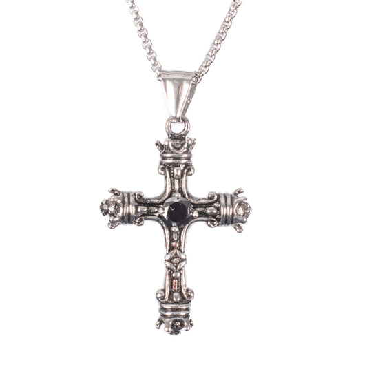 Silberne Kette NOCTROSS PENDANT mit Kreuzdesign von Poizen Industries