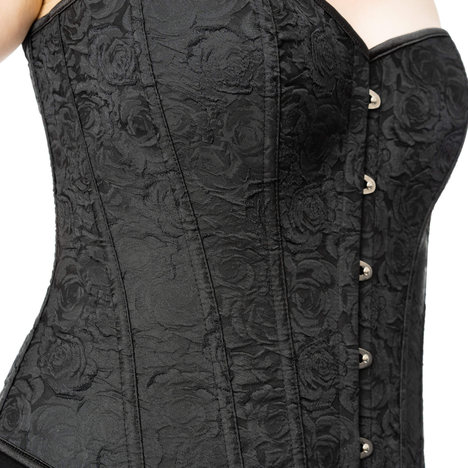 Schwarzes Korsett NOIR ROSE CORSET mit Rosenmuster von Vixxsin